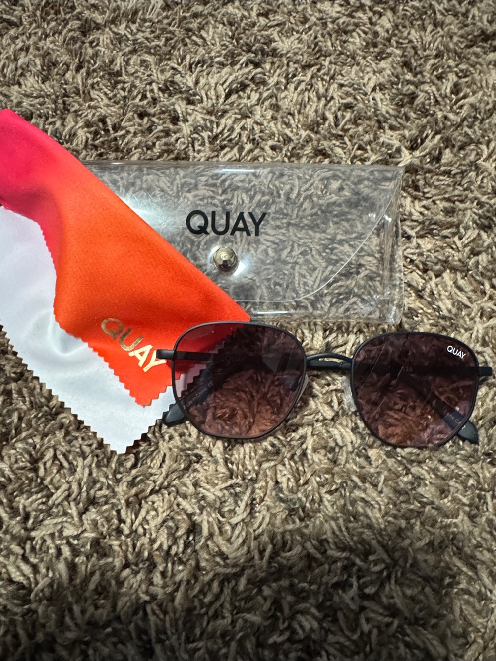 Quay Australia Black Frame Sunglasses with Brown Lenses
